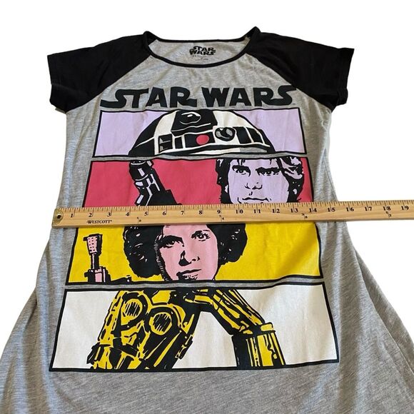 Star Wars Sleep Shirt R2-D2 Han Solo Princess Leia C-3PO Sz M - Picture 4 of 10